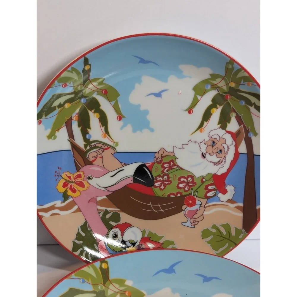 (4) ‎ Brighten The Season Christmas 6 1/4 In  Plates Gift Set Wish You Were Here